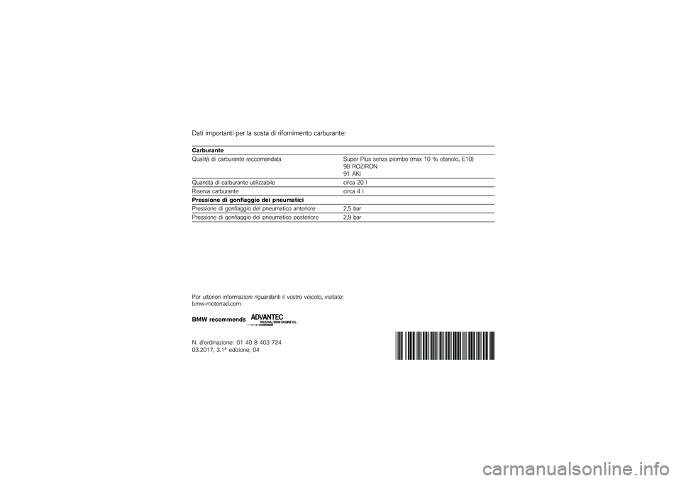 BMW MOTORRAD S 1000 XR 2017  Libretto di uso e manutenzione (in Italian) �7��� ��	�$��
���
�� �$��
 �� ����� �� �
����
�
��	��
�� ���
�!��
��
���8
�"�
���
��
���
�9������) �� ���
�!��
��
�� �
�����	��
����
���$�