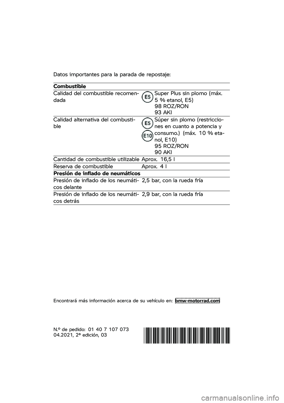 BMW MOTORRAD M 1000 RR 2021  Manual de instrucciones (in Spanish) � ���� �
����\f������ ���\f� �� ���\f��� �� �\f�������.��=
�������\b�	��
�
�>���
��� ��� ����*�	���
�*�� �\f�������������	���\f ��