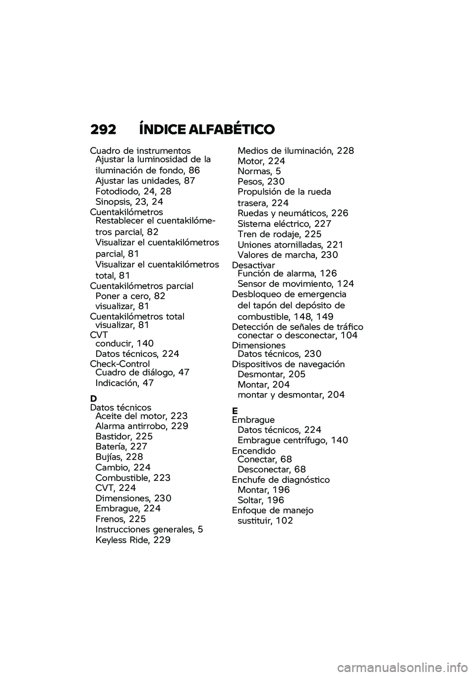 BMW MOTORRAD C 400 X 2020  Manual de instrucciones (in Spanish) ��A� �U�
�/�\f�� ���5���O��\f��
�9�
���	� �� �����	�
�
������+�(�
����	 �� ��
�
�������� �� �����
�
������� �� ������" �H�F�+�(�
����	 ��