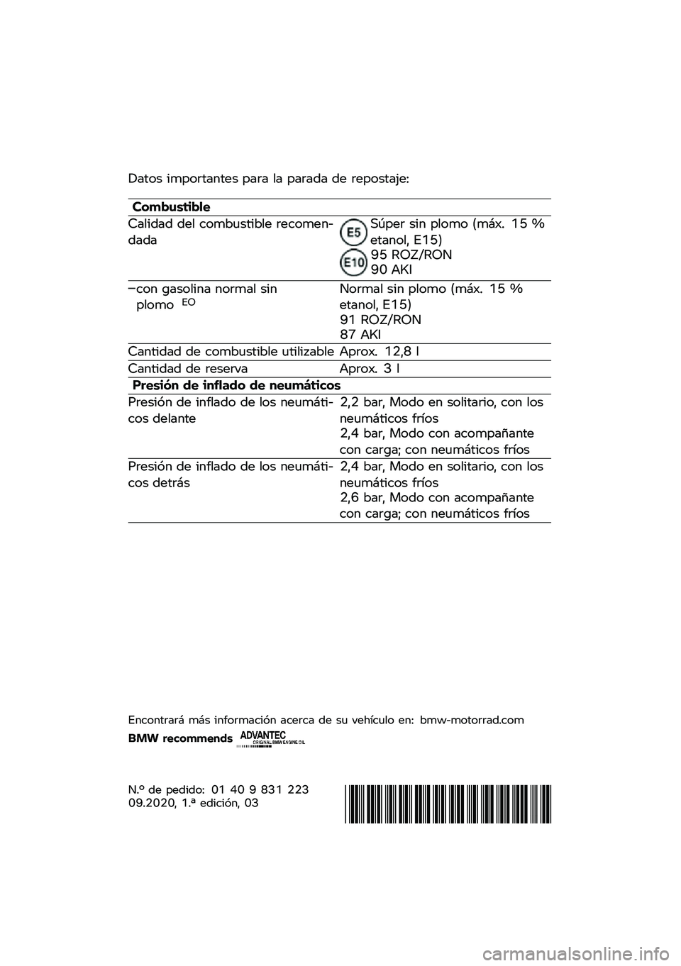 BMW MOTORRAD C 400 X 2020  Manual de instrucciones (in Spanish) � ���� �
����\f������ ���\f� �� ���\f��� �� �\f�������;��<
�������\b�	��
�
�=���
��� ��� ����*�	���
�*�� �\f�������������\b���\f �