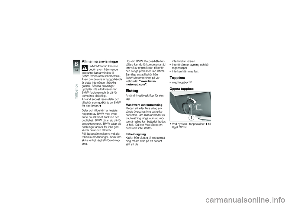 BMW MOTORRAD C 650 GT 2014  Instruktionsbok (in Swedish) ����	���� ����
���
����
��� ��������
 ��� �����"��
��� �� ��������
�����
�\f���� ��� ������
�� ���	�	��������
�� �\f��� �