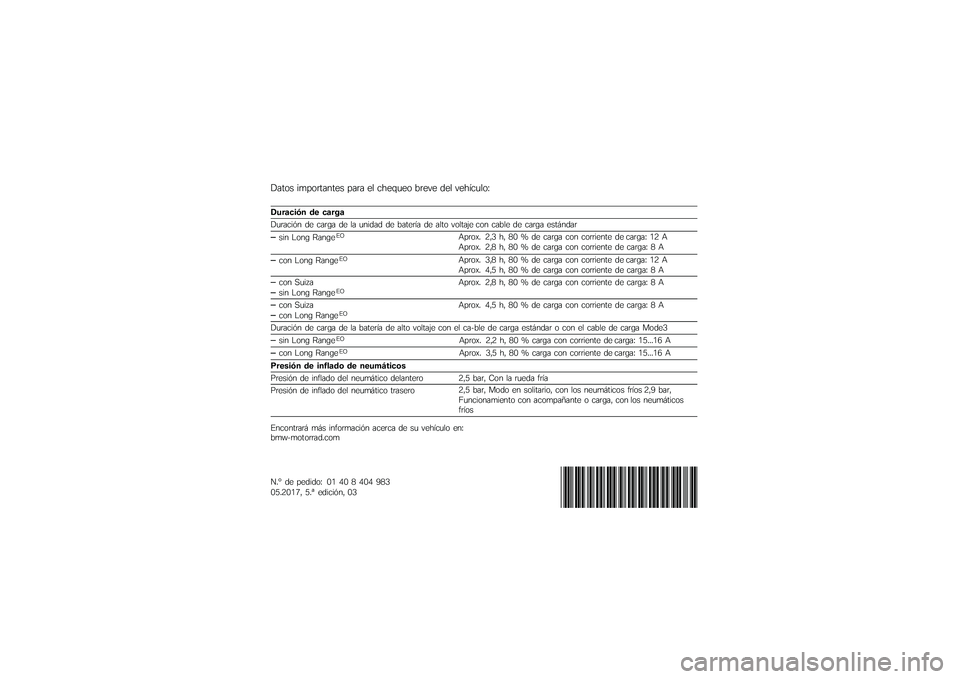 BMW MOTORRAD C EVOLUTION 2017  Manual de instrucciones (in Spanish) � ���� �
���������� ���� �� ����$�	�� �*���� ��� ������	���:
�����
�	�� �� �
����
� �	����
��
 ��  ����(�  ��  ��  �	��
���  �� 