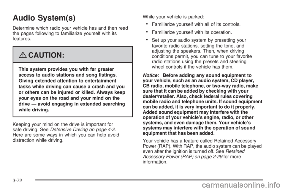 HUMMER H2 2008 Owners Manual Audio System(s)
Determine which radio your vehicle has and then read
the pages following to familiarize yourself with its
features.
{CAUTION:
This system provides you with far greater
access to audio HUMMER H2 2008 Owners Manual Audio System(s)
Determine which radio your vehicle has and then read
the pages following to familiarize yourself with its
features.
{CAUTION:
This system provides you with far greater
access to audio