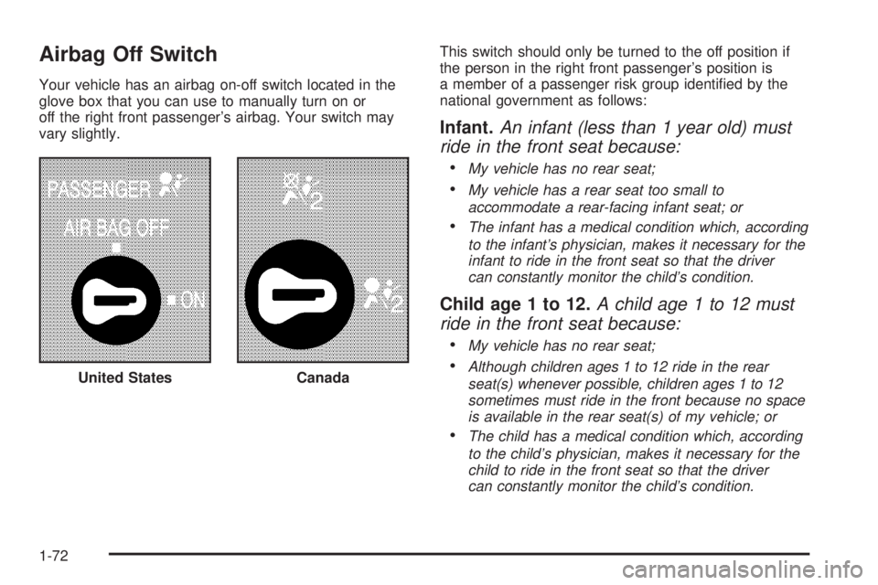 HUMMER H2 2008 Manual PDF Airbag Off Switch
Your vehicle has an airbag on-off switch located in the
glove box that you can use to manually turn on or
off the right front passenger’s airbag. Your switch may
vary slightly.This