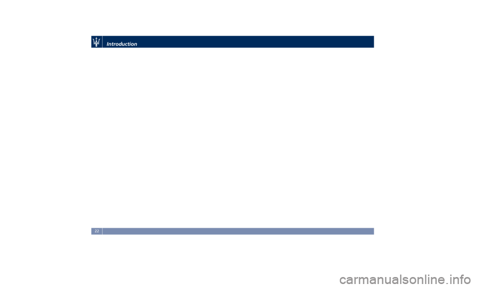 MASERATI GHIBLI 2019 Owners Manual Introduction
22 