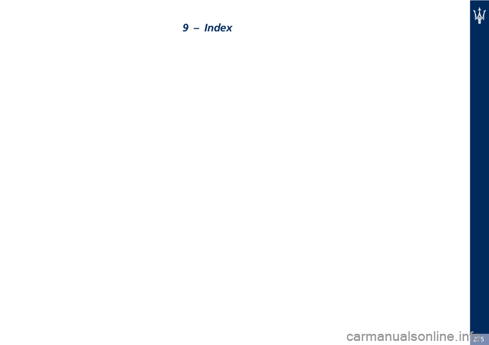 MASERATI GRANTURISMO 2019  Owners Manual 9 – Index
275 
