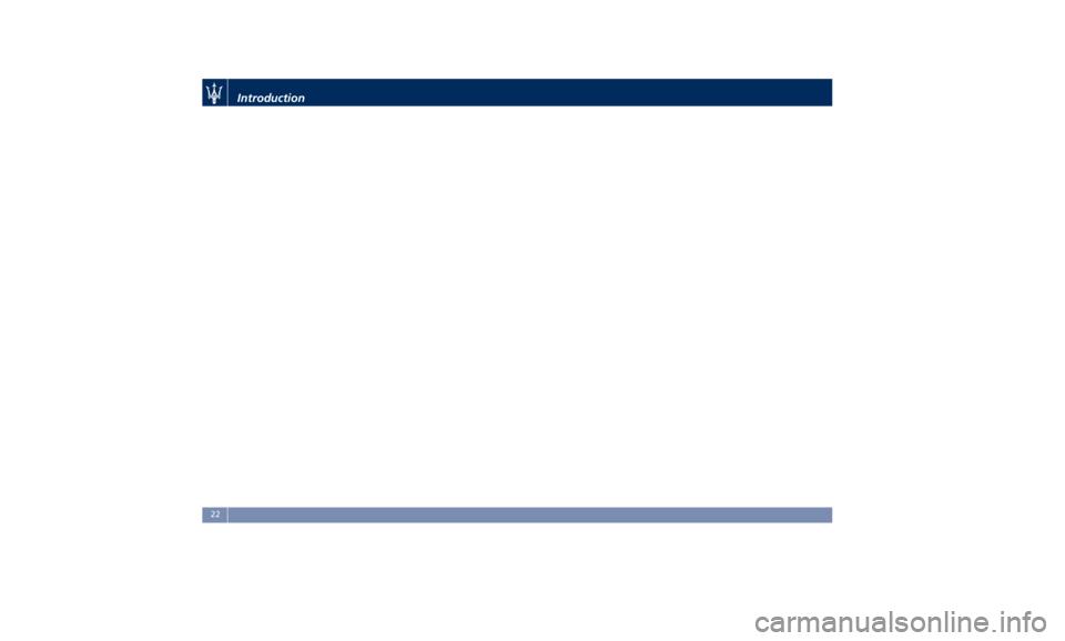 MASERATI QUATTROPORTE 2019 Owners Manual Introduction
22 