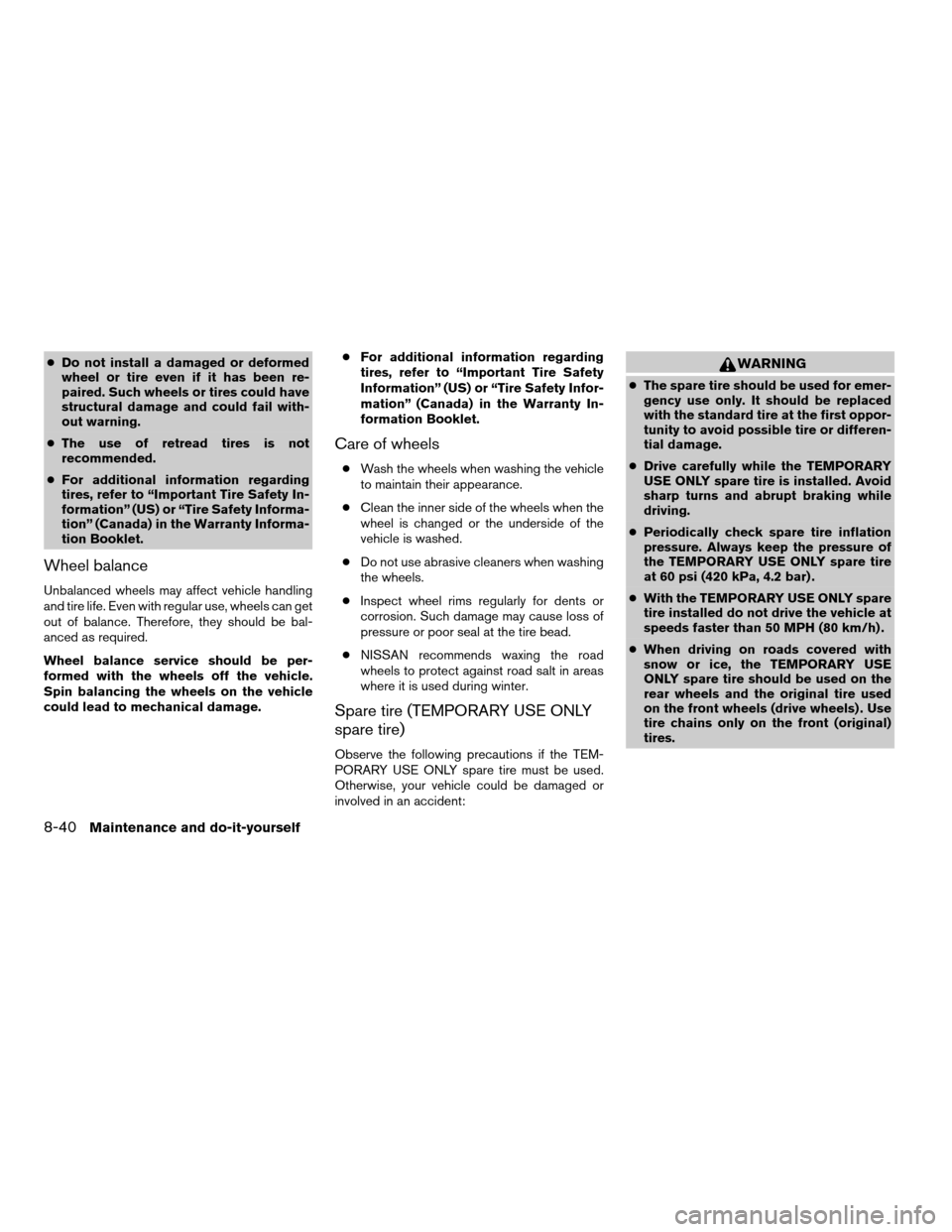 NISSAN ALTIMA HYBRID 2009 L32A / 4.G Owners Manual NISSAN ALTIMA HYBRID 2009 L32A / 4.G Owners Manual, Page 315