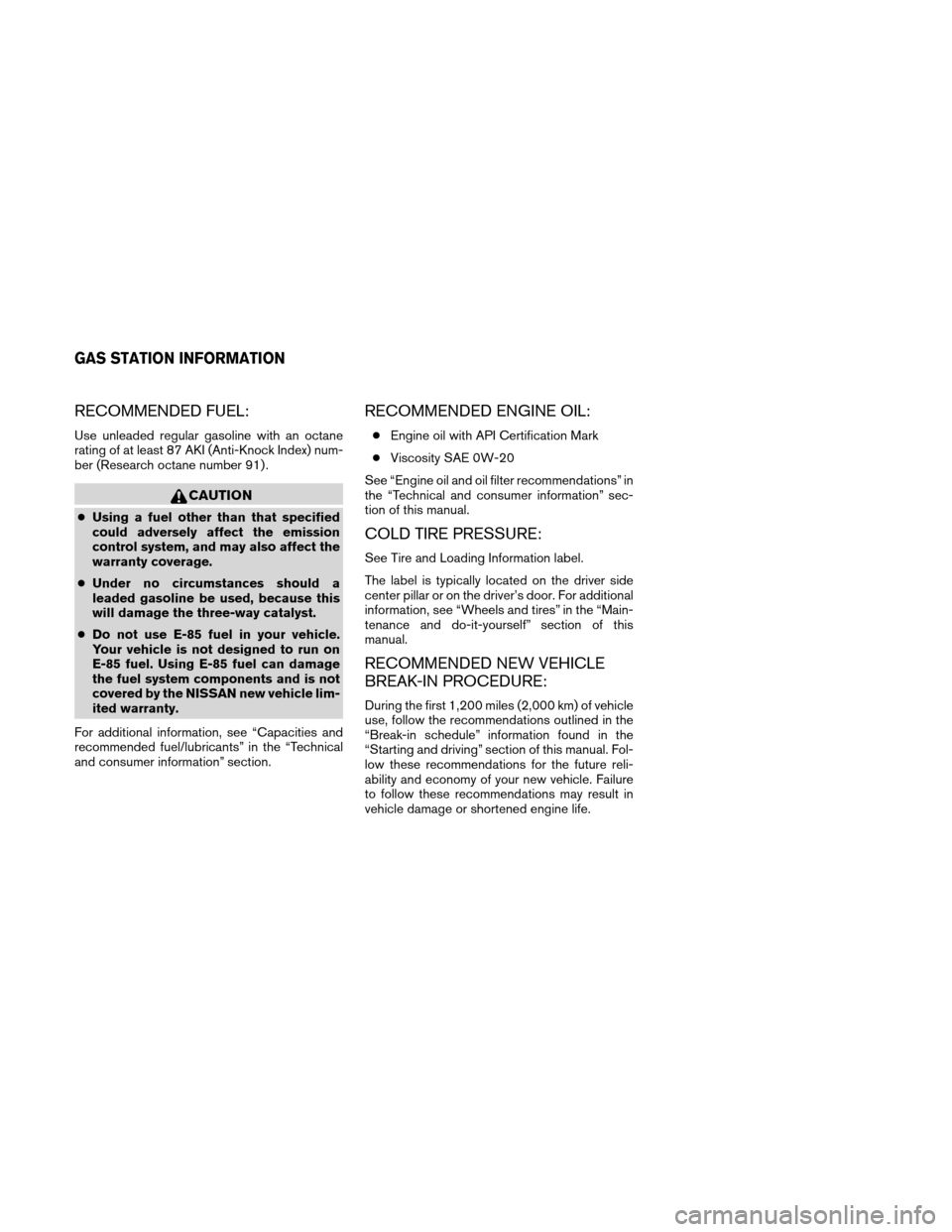 NISSAN ALTIMA HYBRID 2010 L32A / 4.G Owners Manual NISSAN ALTIMA HYBRID 2010 L32A / 4.G Owners Manual, Page 421