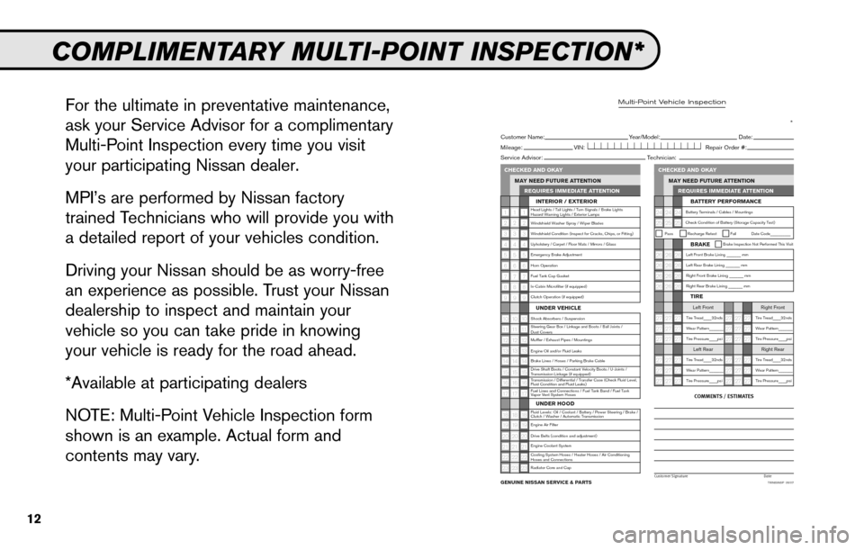 NISSAN VERSA 2010 1.G Service And Maintenance Guide 