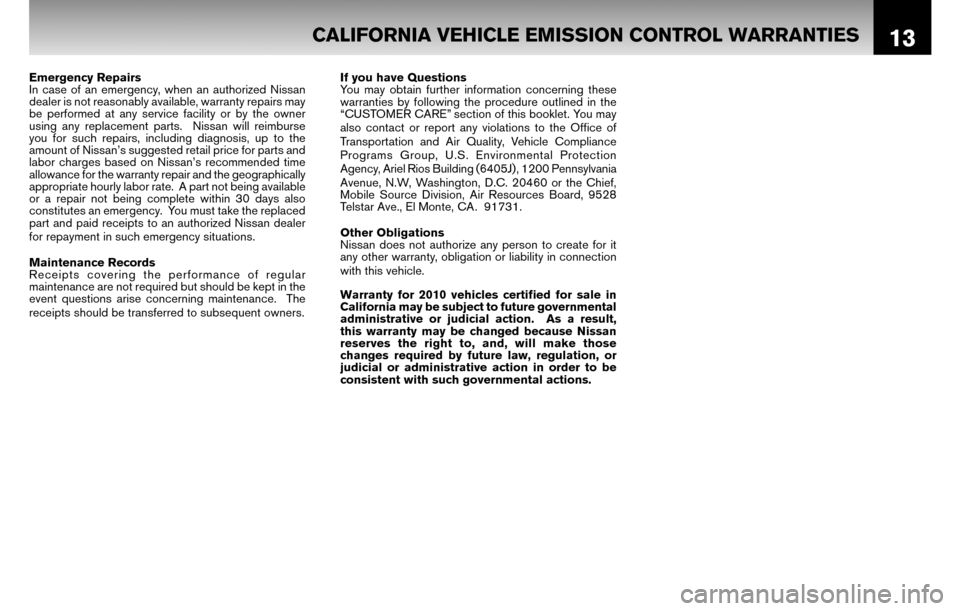 NISSAN CUBE 2010 3.G Warranty Booklet 