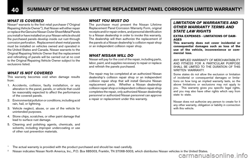 NISSAN ALTIMA COUPE 2010 D32 / 4.G Warranty Booklet 