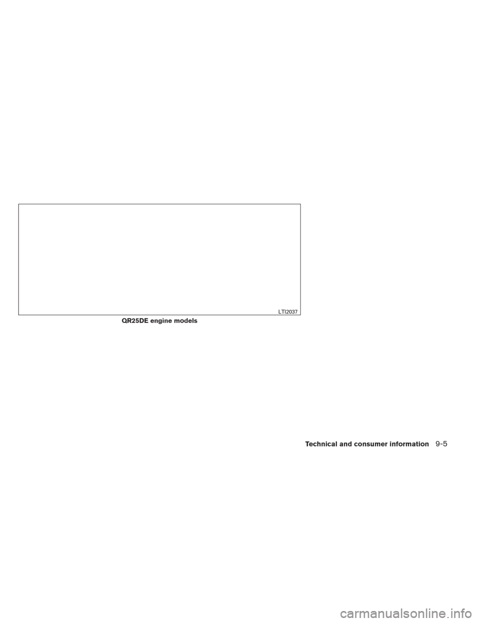 NISSAN ALTIMA 2013 L33 / 5.G Owners Manual QR25DE engine models
LTI2037
Technical and consumer information9-5 NISSAN ALTIMA 2013 L33 / 5.G Owners Manual QR25DE engine models
LTI2037
Technical and consumer information9-5