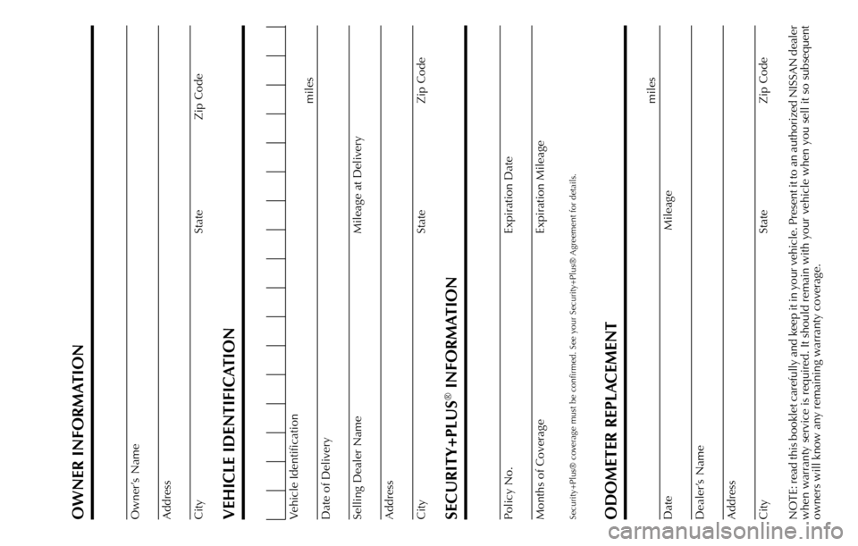 NISSAN ARMADA 2013 1.G Warranty Booklet 