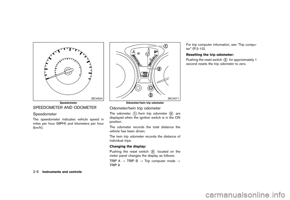 NISSAN JUKE 2013 F15 / 1.G Owners Manual Black plate (72,1)
[ Edit: 2012/ 6/ 29 Model: F15-D ]
2-6Instruments and controls
SIC4504
Speedometer
SPEEDOMETER AND ODOMETERGUID-51A241D7-04C6-4D12-AE1B-0180C370F35E
SpeedometerGUID-C27FC7F5-4696-44