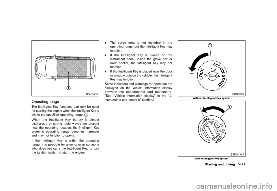 NISSAN ROGUE 2013 2.G Service Manual Black plate (241,1)
[ Edit: 2012/ 5/ 18 Model: S35-D ]
SSD0436
Operating rangeS35-D-110201-E7BEEF8F-362F-4C60-AE3A-079EA87D5DB5The Intelligent Key functions can only be used
for starting the engine wh