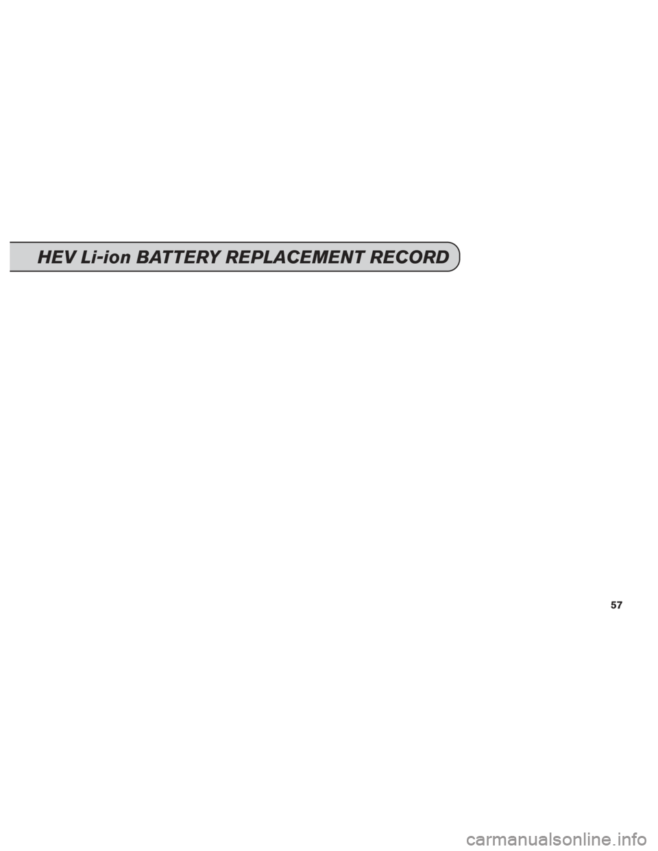 NISSAN TITAN 2014 1.G Service And Maintenance Guide HEV Li-ion BATTERY REPLACEMENT RECORD
57 