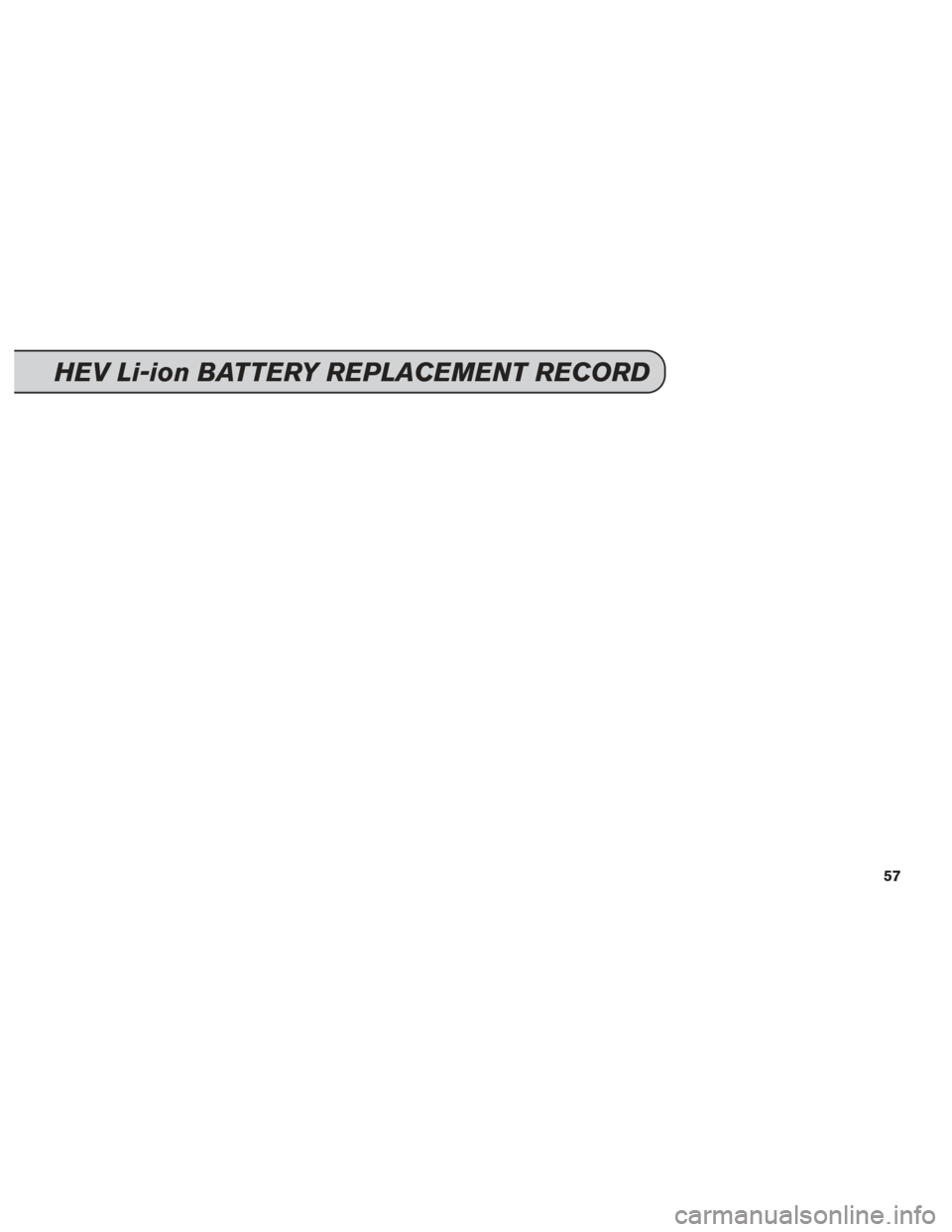 NISSAN VERSA NOTE 2014 2.G Service And Maintenance Guide HEV Li-ion BATTERY REPLACEMENT RECORD
57 