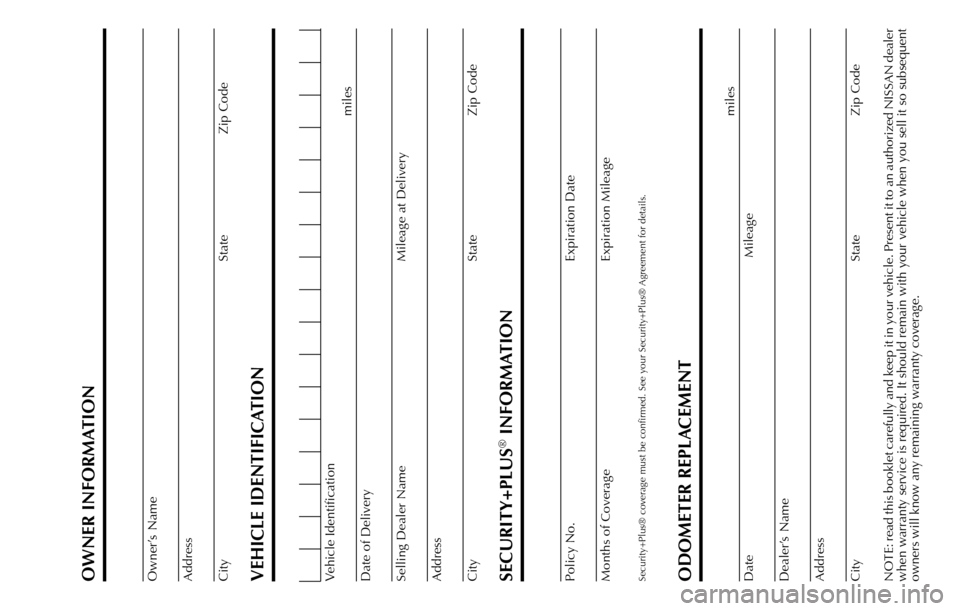 NISSAN MURANO HYBRID 2014 2.G Warranty Booklet 