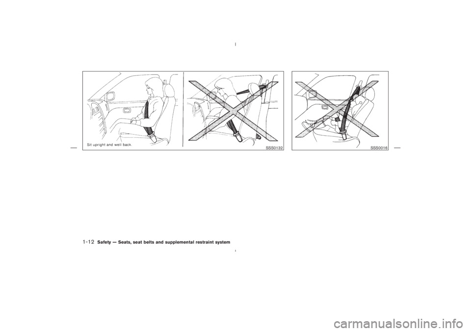 NISSAN 350Z 2004  Owner´s Manual SSS0132
SSS0016
1-12
Safety — Seats, seat belts and supplemental restraint system

04.5.17/Z33-D/V5.0
 
