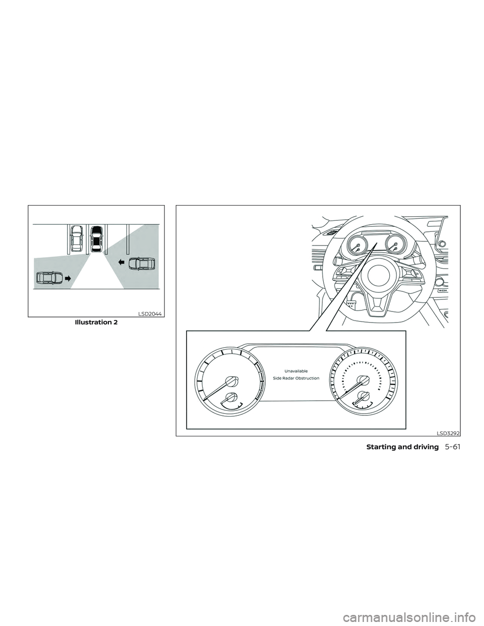 NISSAN ALTIMA 2019  Owner´s Manual Illustration 2
LSD2044
LSD3292
Starting and driving5-61 