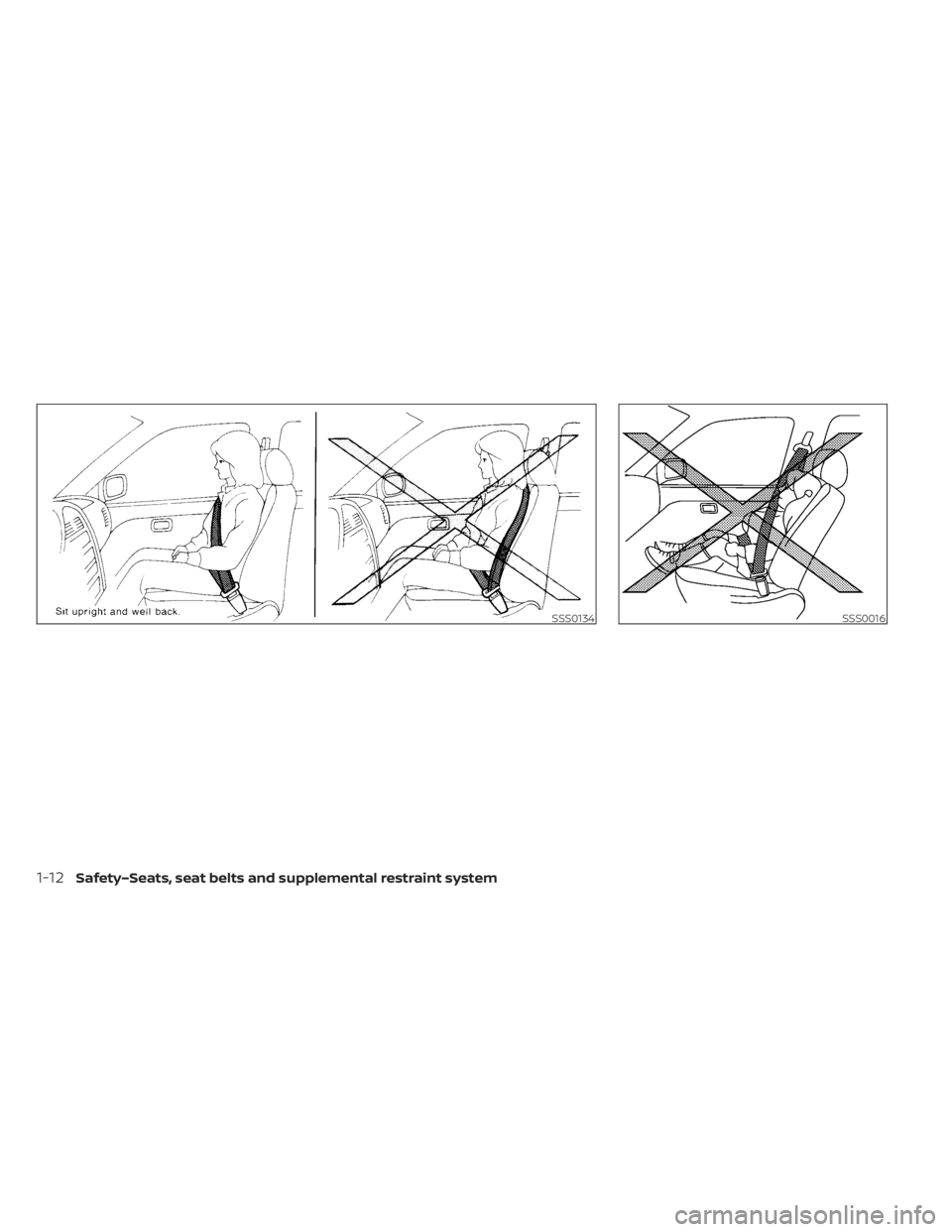NISSAN LEAF 2021 Owner´s Manual SSS0134SSS0016
1-12Safety–Seats, seat belts and supplemental restraint system NISSAN LEAF 2021 Owner´s Manual SSS0134SSS0016
1-12Safety–Seats, seat belts and supplemental restraint system