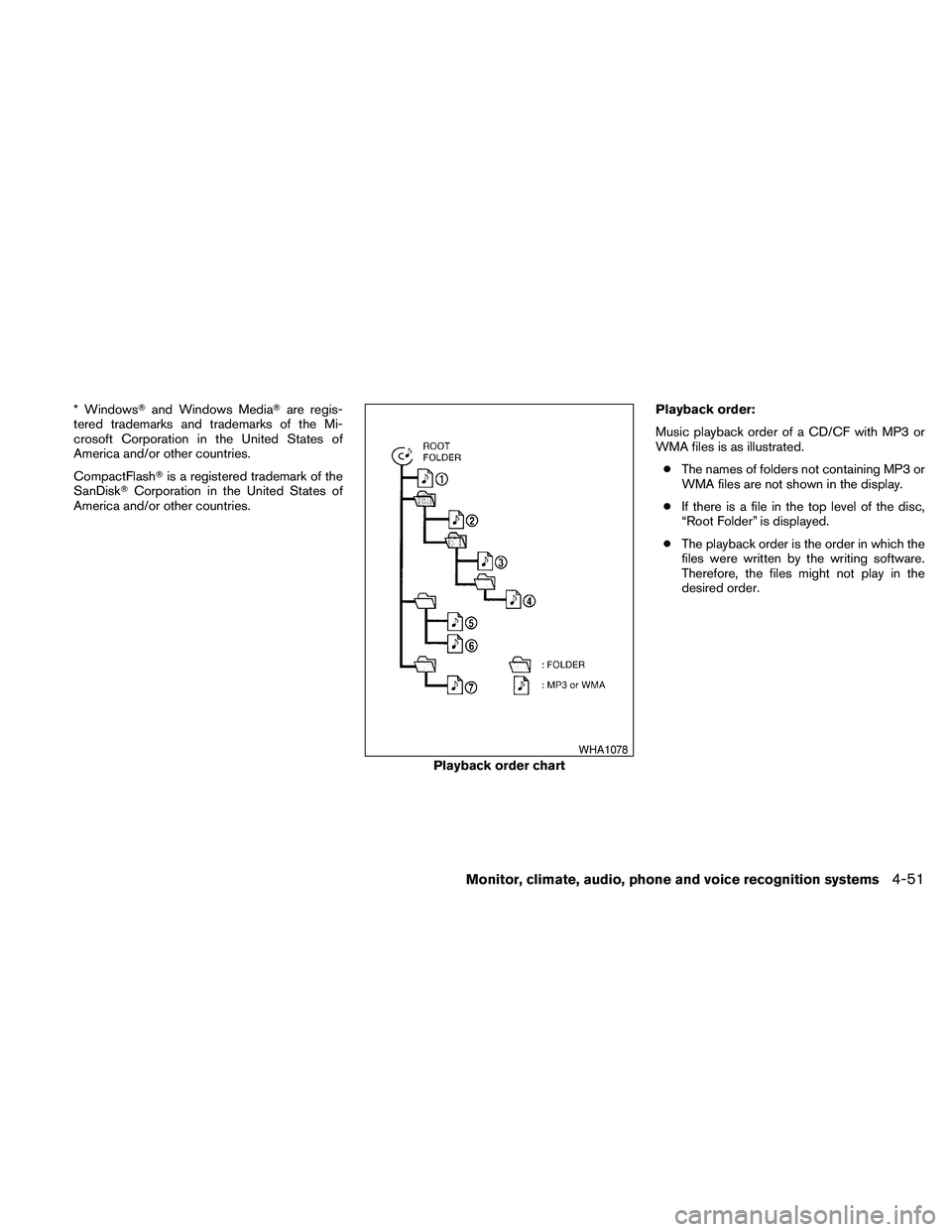 NISSAN PATHFINDER 2010  Owner´s Manual * WindowsTand Windows MediaTare regis-
tered trademarks and trademarks of the Mi-
crosoft Corporation in the United States of
America and/or other countries.
CompactFlashTis a registered trademark of 