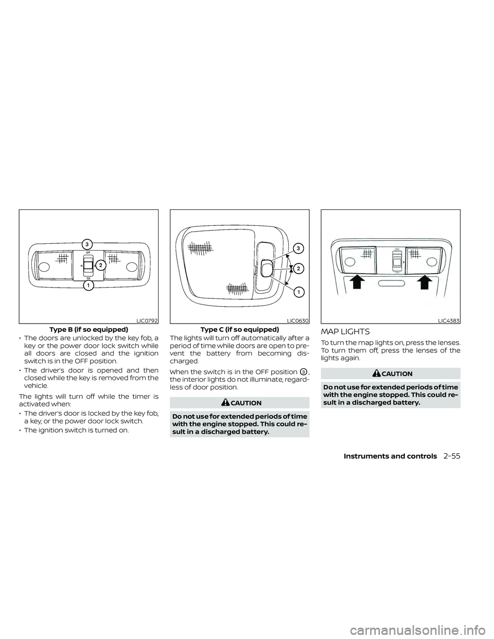 NISSAN FRONTIER 2020 Owner´s Manual • The doors are unlocked by the key fob, akey or the power door lock switch while
all doors are closed and the ignition
switch is in the OFF position.
• The driver’s door is opened and then clos NISSAN FRONTIER 2020 Owner´s Manual • The doors are unlocked by the key fob, akey or the power door lock switch while
all doors are closed and the ignition
switch is in the OFF position.
• The driver’s door is opened and then clos