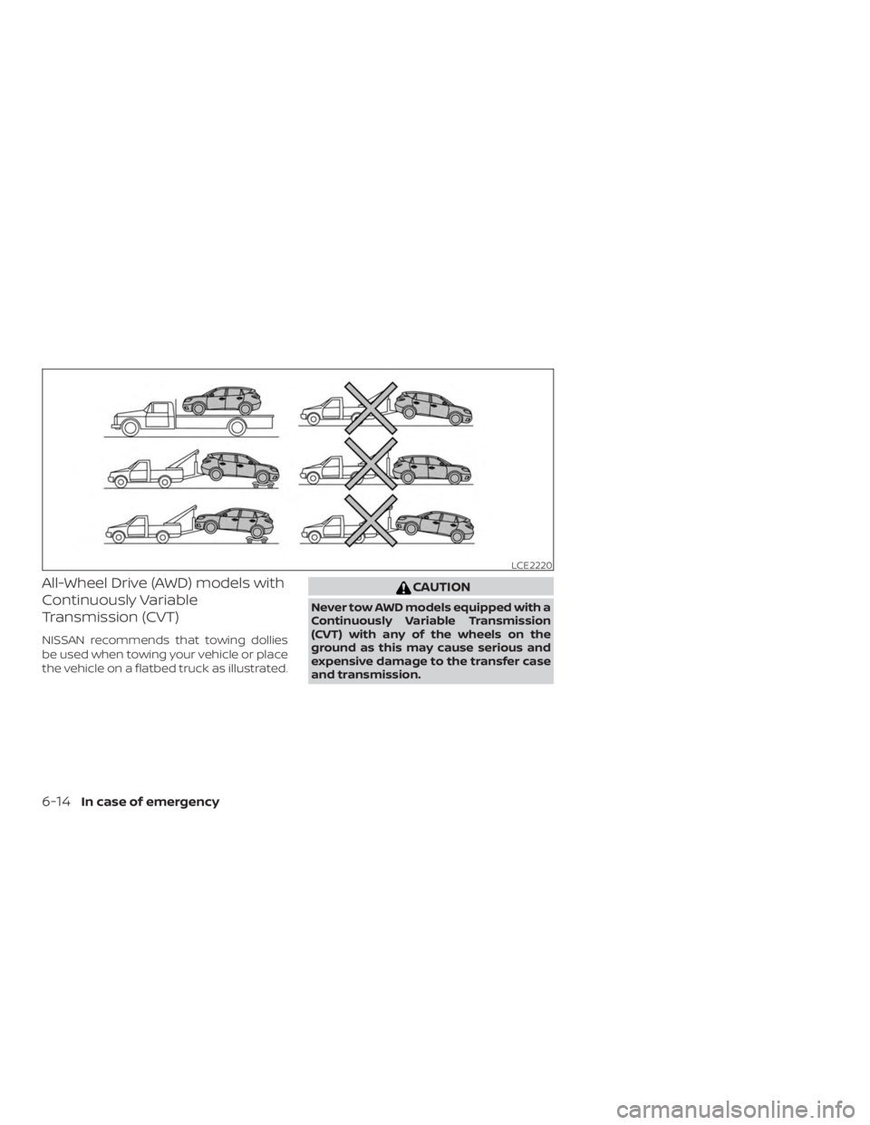 NISSAN MURANO 2018 Owner´s Manual All-Wheel Drive (AWD) models with
Continuously Variable
Transmission (CVT)
NISSAN recommends that towing dollies
be used when towing your vehicle or place
the vehicle on a flatbed truck as illustrated NISSAN MURANO 2018 Owner´s Manual All-Wheel Drive (AWD) models with
Continuously Variable
Transmission (CVT)
NISSAN recommends that towing dollies
be used when towing your vehicle or place
the vehicle on a flatbed truck as illustrated