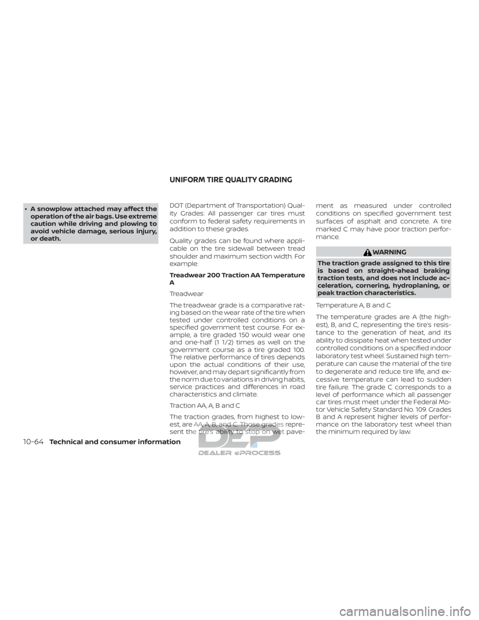 NISSAN TITAN 2019 Owner´s Manual ∙ A snowplow attached may affect theoperation of the air bags. Use extreme
caution while driving and plowing to
avoid vehicle damage, serious injury,
or death. DOT (Department of Transportation) Qua NISSAN TITAN 2019 Owner´s Manual ∙ A snowplow attached may affect theoperation of the air bags. Use extreme
caution while driving and plowing to
avoid vehicle damage, serious injury,
or death. DOT (Department of Transportation) Qua