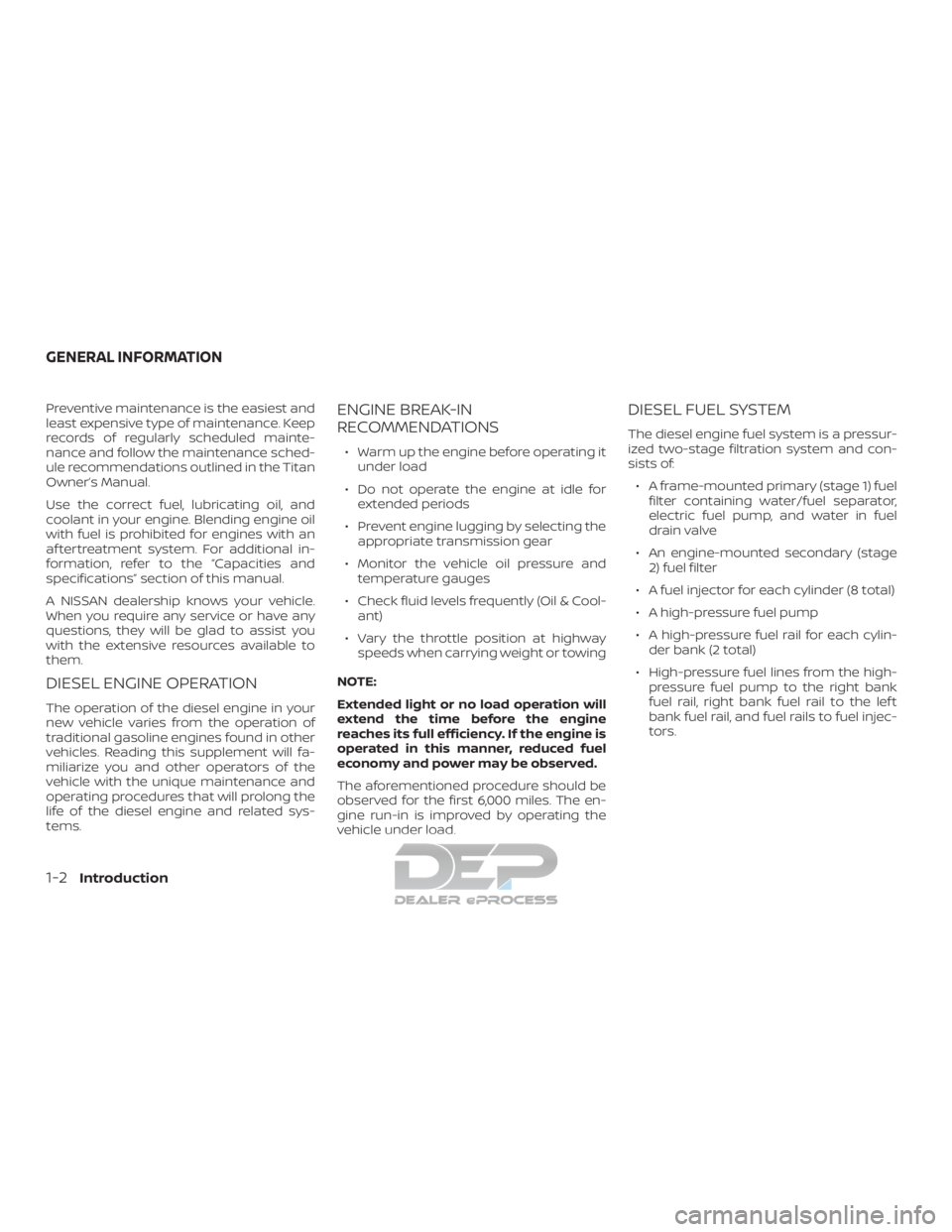 NISSAN TITAN 2019 Owner´s Manual Preventive maintenance is the easiest and
least expensive type of maintenance. Keep
records of regularly scheduled mainte-
nance and follow the maintenance sched-
ule recommendations outlined in the T NISSAN TITAN 2019 Owner´s Manual Preventive maintenance is the easiest and
least expensive type of maintenance. Keep
records of regularly scheduled mainte-
nance and follow the maintenance sched-
ule recommendations outlined in the T