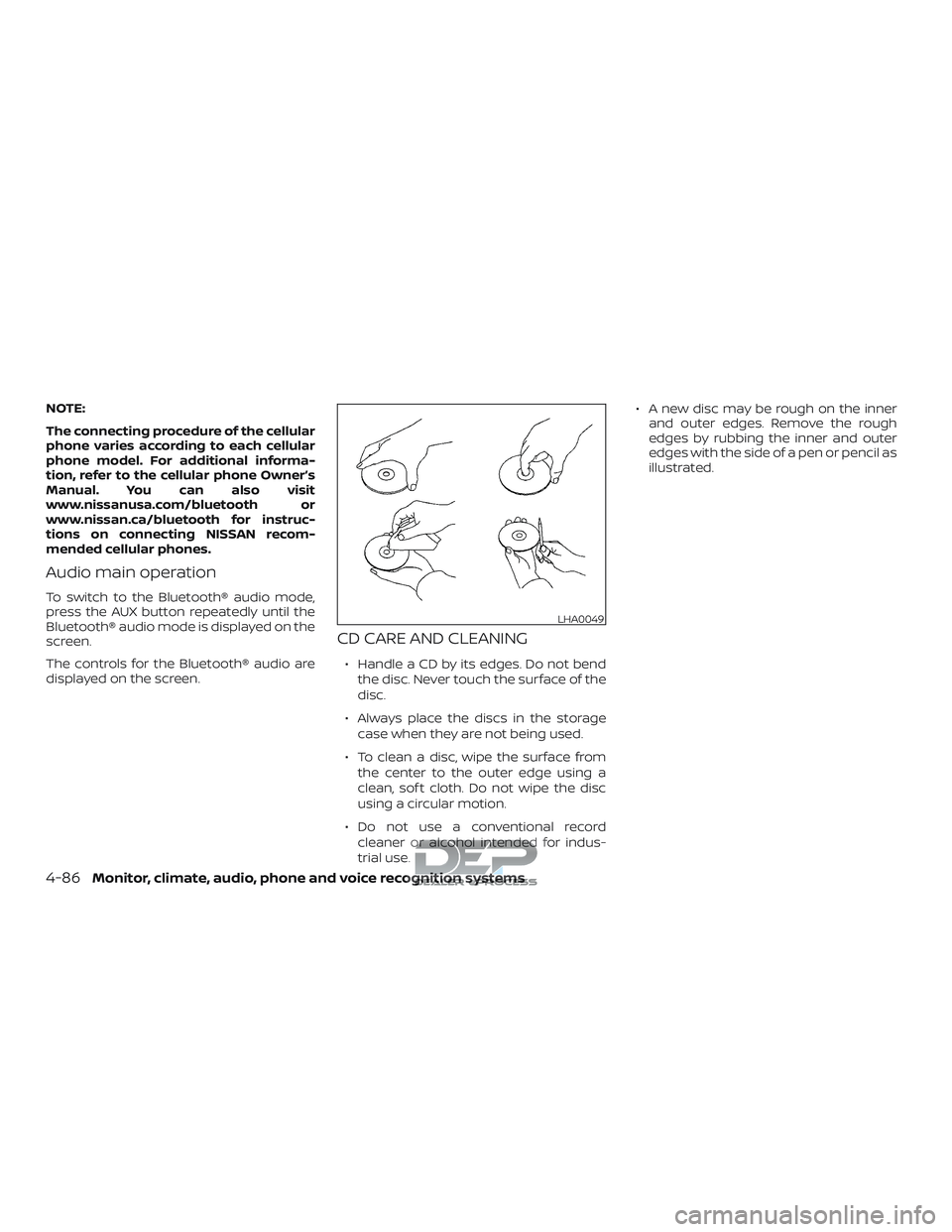 NISSAN TITAN 2018 Owner´s Manual NOTE:
The connecting procedure of the cellular
phone varies according to each cellular
phone model. For additional informa-
tion, refer to the cellular phone Owner’s
Manual. You can also visit
www.n NISSAN TITAN 2018 Owner´s Manual NOTE:
The connecting procedure of the cellular
phone varies according to each cellular
phone model. For additional informa-
tion, refer to the cellular phone Owner’s
Manual. You can also visit
www.n