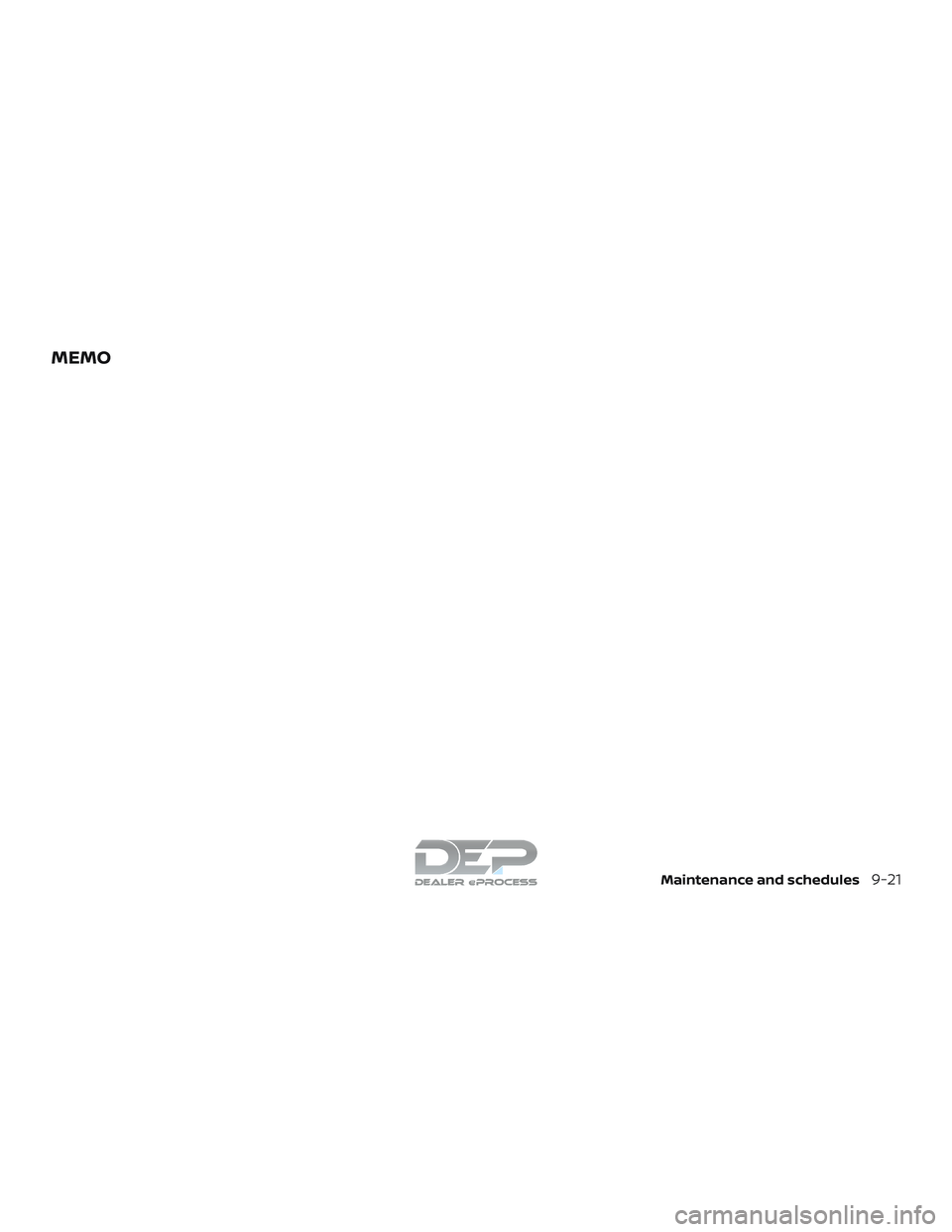 NISSAN TITAN 2018 Owner´s Manual MEMO
Maintenance and schedules9-21 NISSAN TITAN 2018 Owner´s Manual MEMO
Maintenance and schedules9-21
