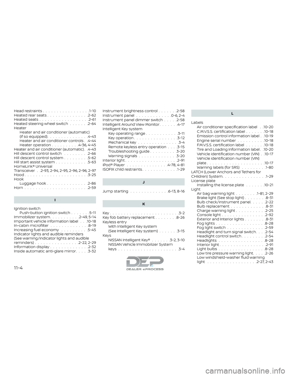 NISSAN TITAN 2018 Owner´s Manual Headrestraints.................1-10
Heatedrearseats...............2-62
Heatedseats..................2-61
Heated steering wheel switch .......2-64
Heater Heater and air conditioner (automatic)
(if so e NISSAN TITAN 2018 Owner´s Manual Headrestraints.................1-10
Heatedrearseats...............2-62
Heatedseats..................2-61
Heated steering wheel switch .......2-64
Heater Heater and air conditioner (automatic)
(if so e