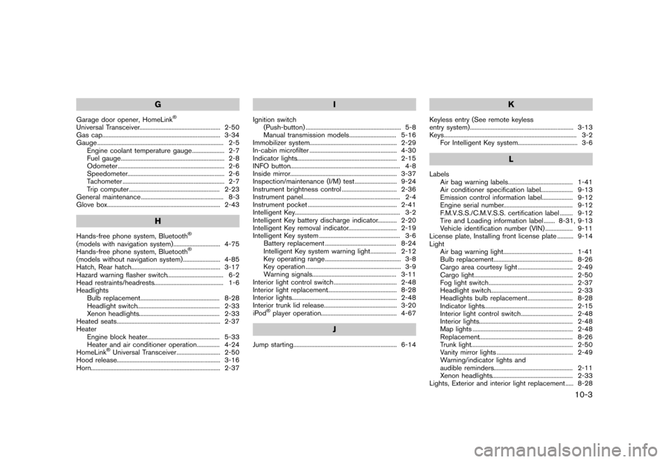 NISSAN 370Z COUPE 2015 Z34 Owners Manual �������
�> �(�G�L�W� ����� �� �� �0�R�G�H�O� �=���� �@
G
Garage door opener, HomeLink�