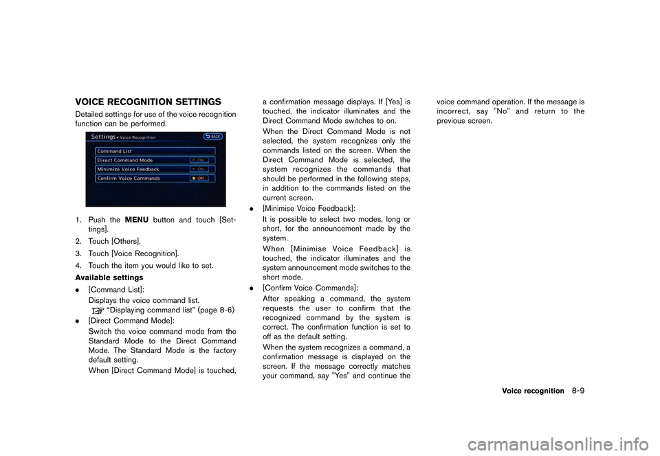 NISSAN LEAF 2015 1.G Navigation Manual        
 >  ( G L W               0 R G H O   1 D Y L  ( 9  @
VOICE RECOGNITION SETTINGSGUID-67D614E7-55A6-4EA8-BDE1-5FF2EFEB3D40Detailed settings for use of the voice recognition
f