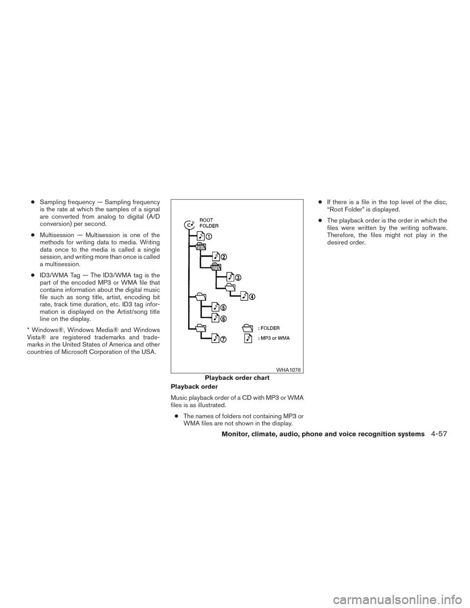 NISSAN PATHFINDER 2015 R52 / 4.G Owners Manual ●Sampling frequency — Sampling frequency
is the rate at which the samples of a signal
are converted from analog to digital (A/D
conversion) per second.
● Multisession — Multisession is one of NISSAN PATHFINDER 2015 R52 / 4.G Owners Manual ●Sampling frequency — Sampling frequency
is the rate at which the samples of a signal
are converted from analog to digital (A/D
conversion) per second.
● Multisession — Multisession is one of