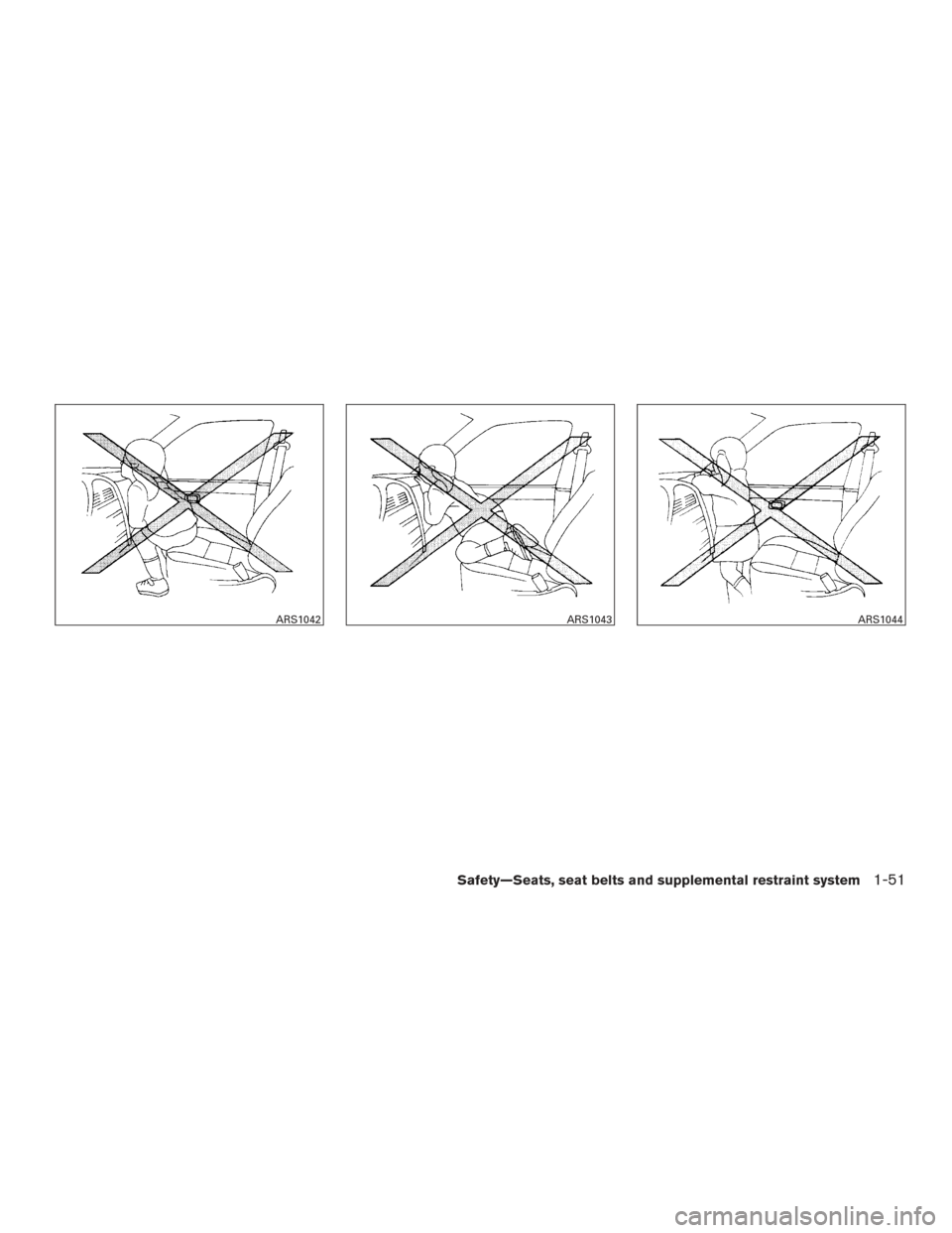 NISSAN PATHFINDER 2015 R52 / 4.G Repair Manual ARS1042ARS1043ARS1044
Safety—Seats, seat belts and supplemental restraint system1-51 