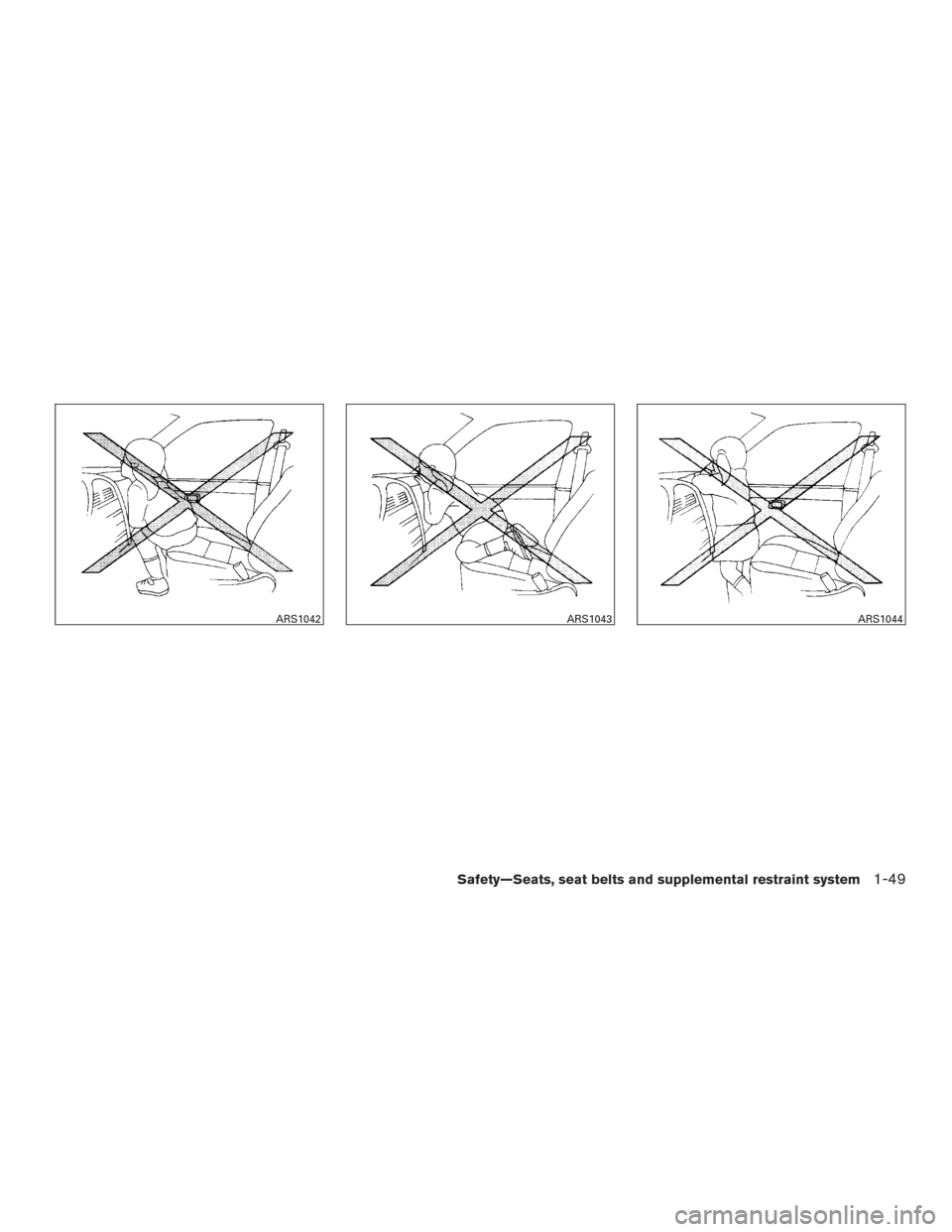 NISSAN ROGUE 2015 2.G Repair Manual ARS1042ARS1043ARS1044
Safety—Seats, seat belts and supplemental restraint system1-49 