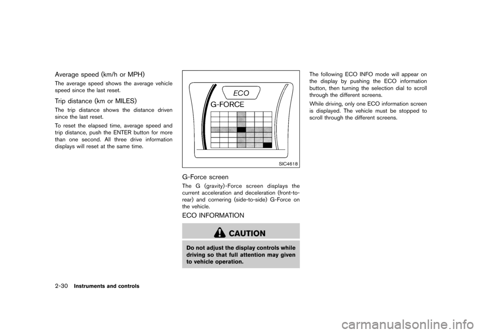 NISSAN JUKE 2016 F15 / 1.G User Guide �������
�> �(�G�L�W� ����� �� � �0�R�G�H�O� �)���� �@
2-30Instruments and controls
Average speed (km/h or MPH)GUID-9C3C1498-7E06-42C4-96D5-12BCDDAA68EBThe average speed shows the 