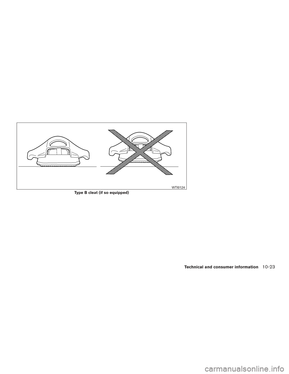 NISSAN TITAN 2016 2.G Owners Manual Type B cleat (if so equipped)
WTI0124
Technical and consumer information10-23 NISSAN TITAN 2016 2.G Owners Manual Type B cleat (if so equipped)
WTI0124
Technical and consumer information10-23