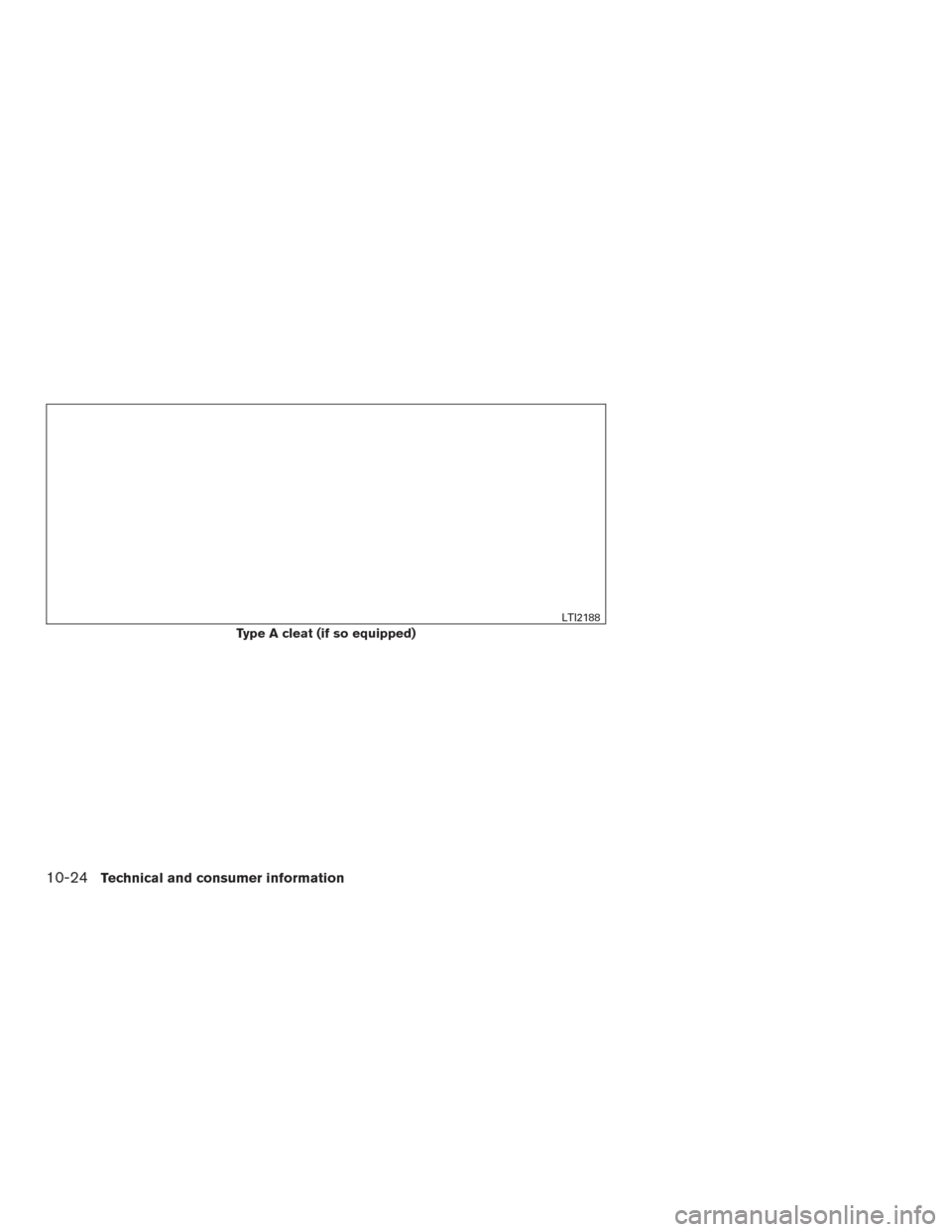 NISSAN TITAN 2016 2.G Owners Manual Type A cleat (if so equipped)
LTI2188
10-24Technical and consumer information NISSAN TITAN 2016 2.G Owners Manual Type A cleat (if so equipped)
LTI2188
10-24Technical and consumer information