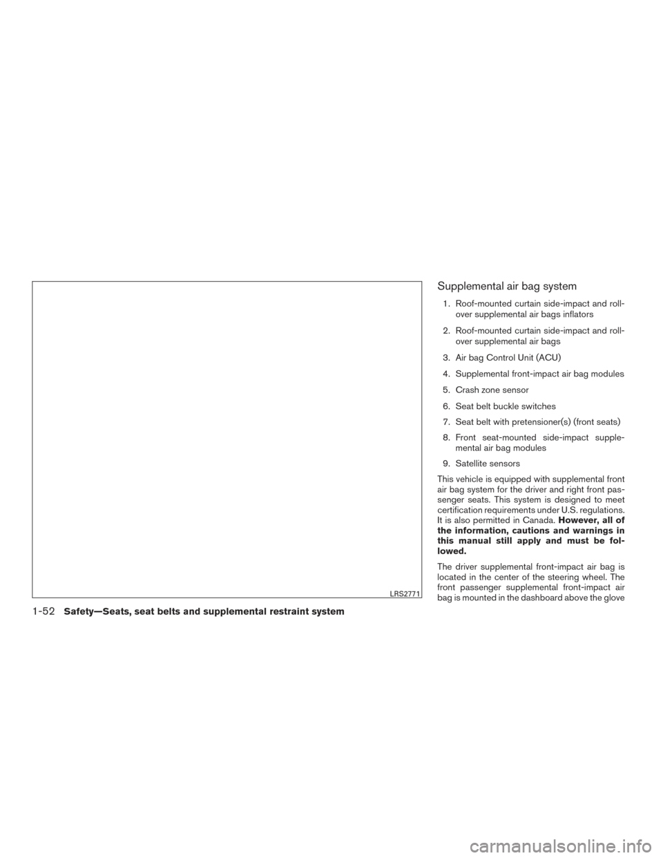 NISSAN TITAN 2016 2.G Manual PDF Supplemental air bag system
1. Roof-mounted curtain side-impact and roll-over supplemental air bags inflators
2. Roof-mounted curtain side-impact and roll- over supplemental air bags
3. Air bag Contro NISSAN TITAN 2016 2.G Manual PDF Supplemental air bag system
1. Roof-mounted curtain side-impact and roll-over supplemental air bags inflators
2. Roof-mounted curtain side-impact and roll- over supplemental air bags
3. Air bag Contro