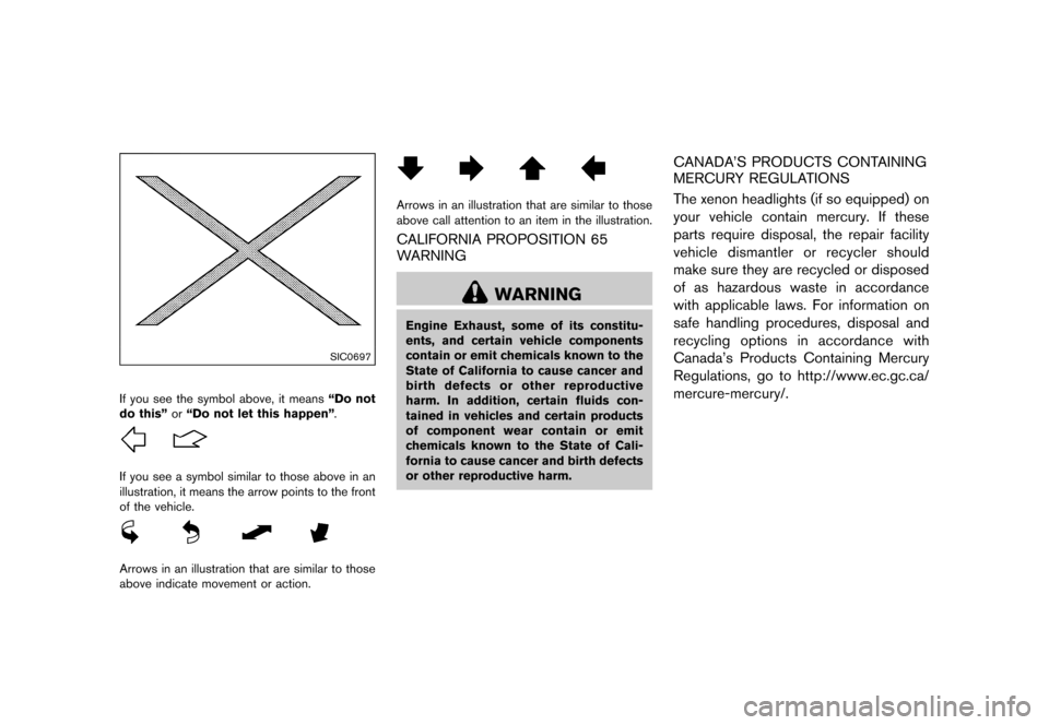 NISSAN 370Z COUPE 2017 Z34 Owners Manual �����
�> �(�G�L�W� ����� �� �� �0�R�G�H�O� �����0�< �1�,�6�6�$�1 ����=��=��� �2�0���(���=���8� �@
SIC0697
If you see the symbol above, it meansªDo not
do thisº orª
