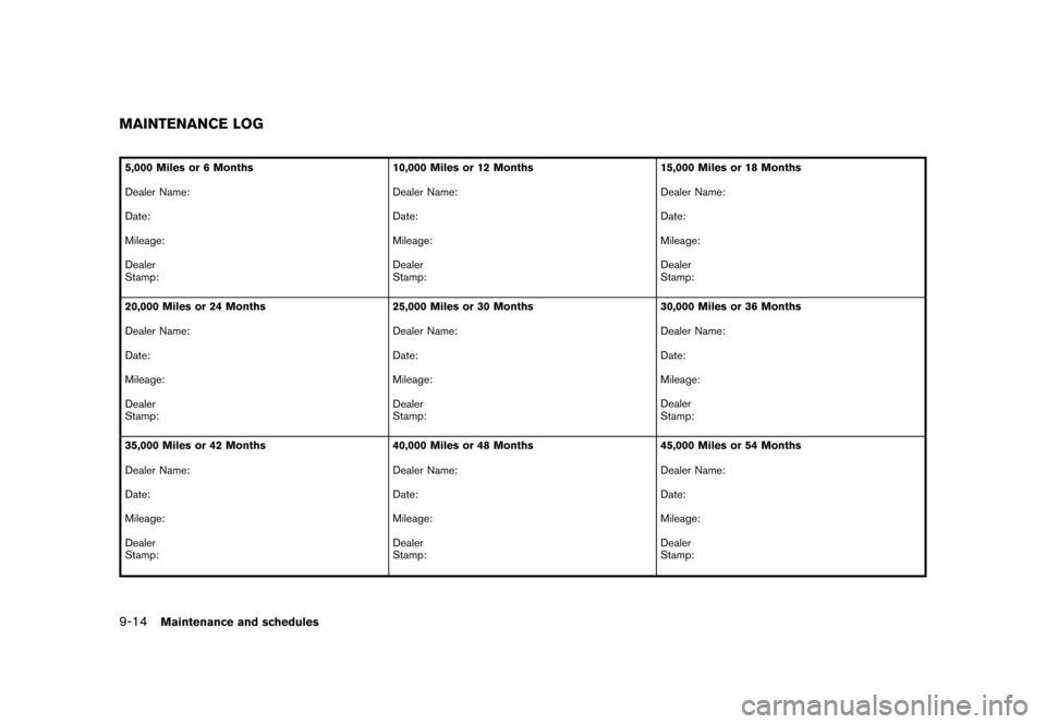 NISSAN 370Z COUPE 2017 Z34 Owners Manual �������
�> �(�G�L�W� ����� �� �� �0�R�G�H�O� �����0�< �1�,�6�6�$�1 ����=��=��� �2�0���(���=���8� �@
9-14Maintenance and schedules
GUID-1BCE2DFE-FE3C-4299-8E64-9B07E