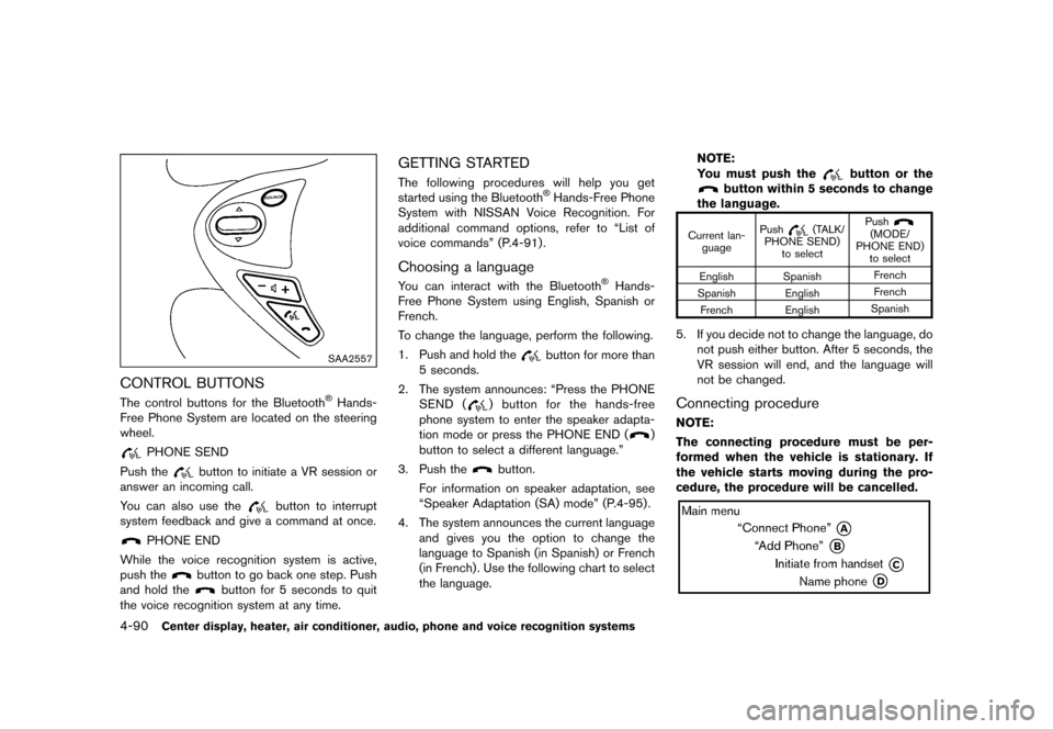 NISSAN 370Z ROADSTER 2017 Z34 Owners Manual �������
�> �(�G�L�W� ����� �� �� �0�R�G�H�O� �����0�< �1�,�6�6�$�1 ����=��=��� �2�0���(���=���8� �@
4-90Center display, heater, air conditioner, audio, phone and vo