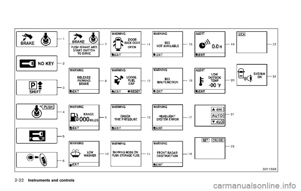 NISSAN ARMADA 2017 2.G Owners Manual 2-22Instruments and controls
JVI1159X NISSAN ARMADA 2017 2.G Owners Manual 2-22Instruments and controls
JVI1159X