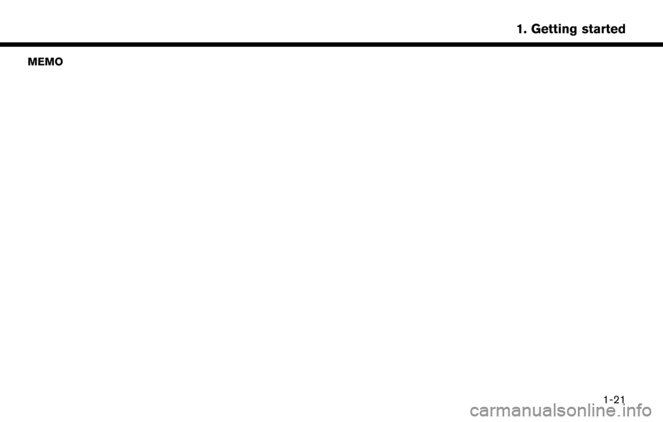 NISSAN LEAF 2017 1.G Navigation Manual MEMO1-21
1. Getting started 