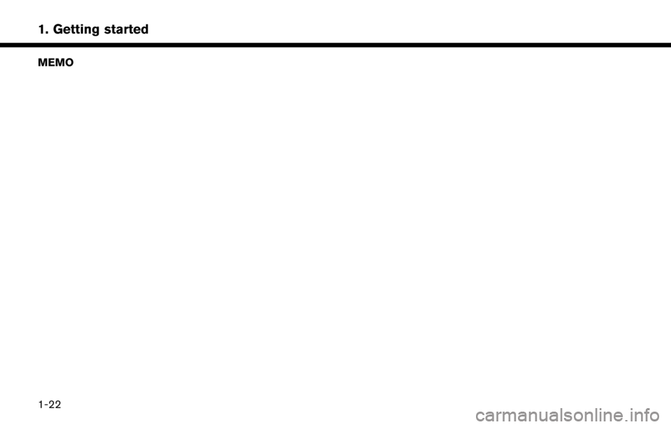 NISSAN LEAF 2017 1.G Navigation Manual MEMO
1-22
1. Getting started 