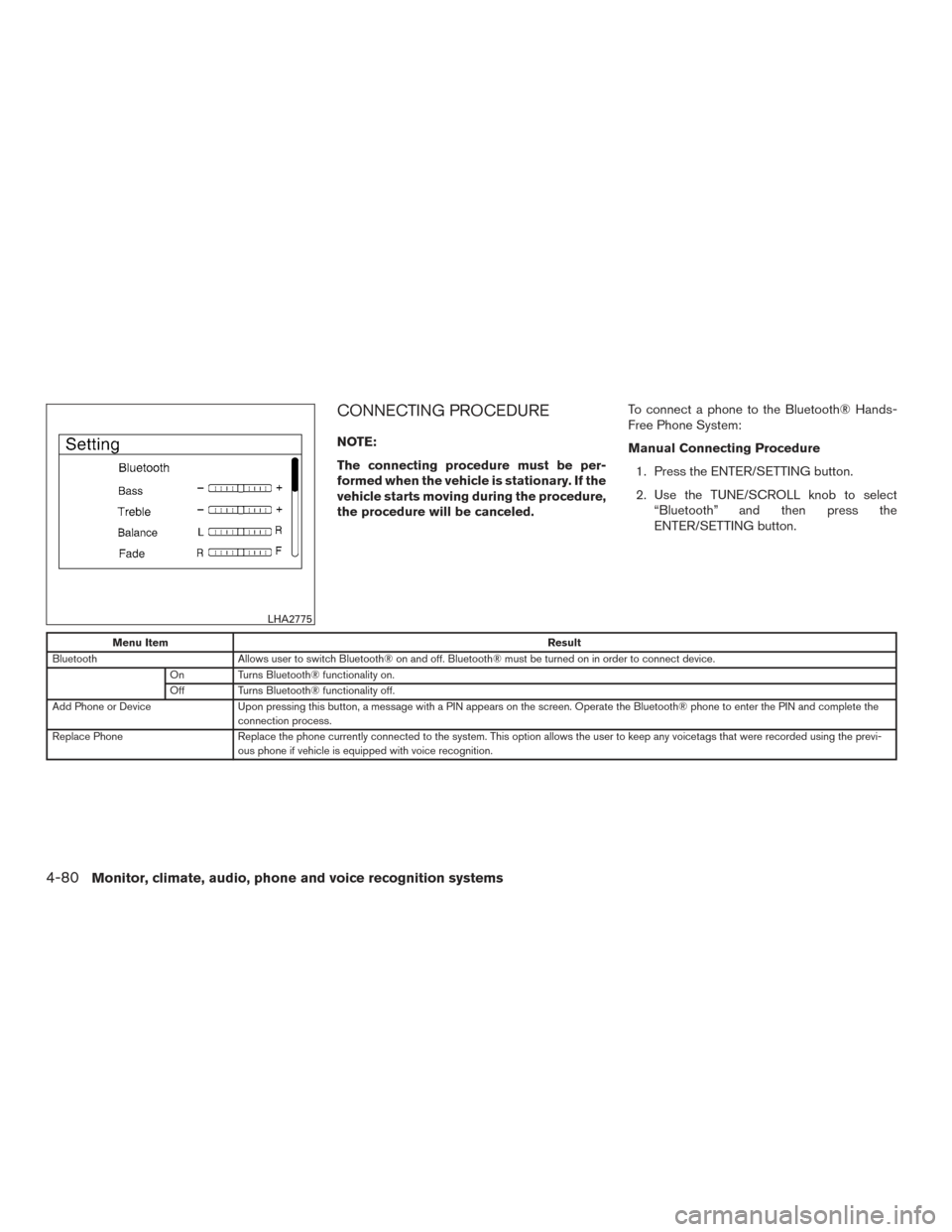 NISSAN ROGUE HYBRID 2017 2.G Owners Manual CONNECTING PROCEDURE
NOTE:
The connecting procedure must be per-
formed when the vehicle is stationary. If the
vehicle starts moving during the procedure,
the procedure will be canceled.To connect a p NISSAN ROGUE HYBRID 2017 2.G Owners Manual CONNECTING PROCEDURE
NOTE:
The connecting procedure must be per-
formed when the vehicle is stationary. If the
vehicle starts moving during the procedure,
the procedure will be canceled.To connect a p